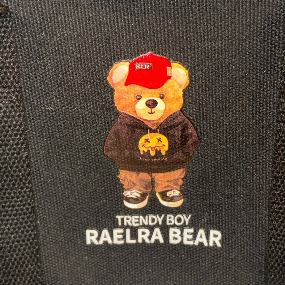 Raelra Bear Moai canvas tote/shoulder/crossbody bag in black - Ralph - Picture 3 of 7